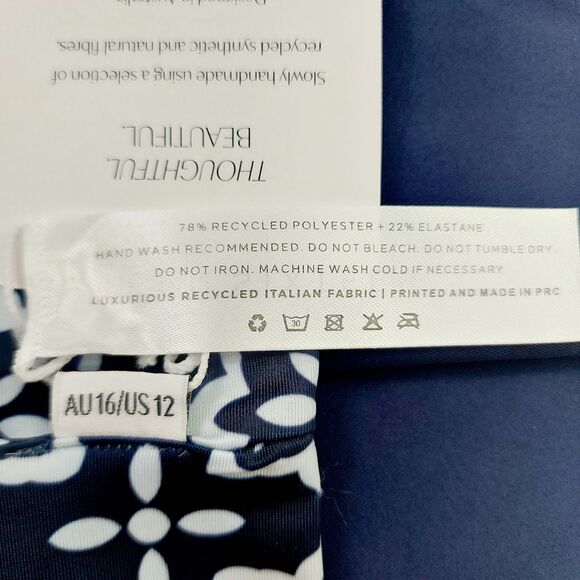 Baiia Two Piece Bikini Womens 12 White Navy One Shoulder Reversible High Waist - Picture 9 of 12